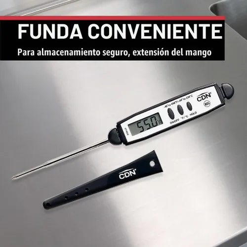 Vista 6 de CDN Termómetro digital impermeable para cocina, lectura instantánea, 2.75 pulgadas, inoxidable, inastillable, ideal para carne, aves, barbacoa Negro