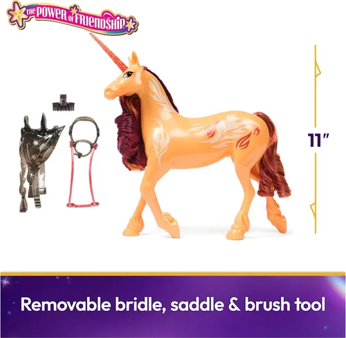 Vista 2 de Unicorn Academy, Poder de la Amistad Cinder con Silla y Brida Translúcida de 11 Pulgadas, Muñecas y Juguetes de Unicornio, Regalos y Pequeños