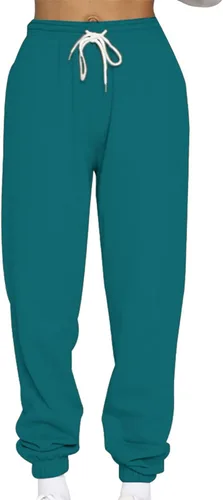 Vista 2 de Pantalones con forro polar para mujer, estilo casual, holgados, color sólido, para invierno, cálidos, con forro de sherpa, pantalones deportivos