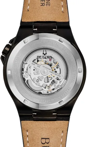 Vista 5 de Bulova Maquina - Reloj automático de acero inoxidable con correa de piel color negro 25 modelo 98A238