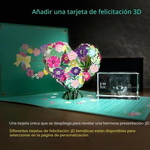 Vista 4 de Foto de cristal 3D, regalo personalizado de Navidad, regalos personalizados para esposa, mujeres, él, ella, papá y mamá. Regalos de imagen