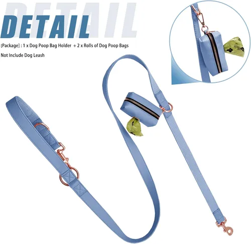 Vista 2 de Juego de collar y correa de cuero suave para perro (6.6 pies), elegante hebilla de metal resistente de oro rosa, correa de 4 longitudes ajustables