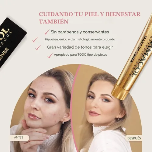 Vista 5 de Dermacol - Base de maquillaje líquida de cobertura completa mini 13g, base líquida mate con SPF 30, base resistente al agua para piel grasa, acné