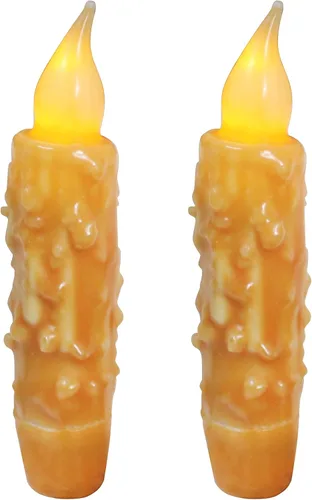 Vista 18 de CVHOMEDECO. Velas de cera real sumergidas a mano con temporizador LED con pilas, velas cónicas sin llama primitivas del país, 4-3/4 pulgadas, negro