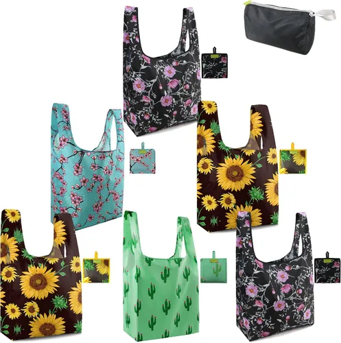 Vista 52 de BeeGreen Bolsas de comestibles reutilizables de Navidad con bolsa de almacenamiento con cremallera, paquete de 10 bolsas de compras reutilizables a