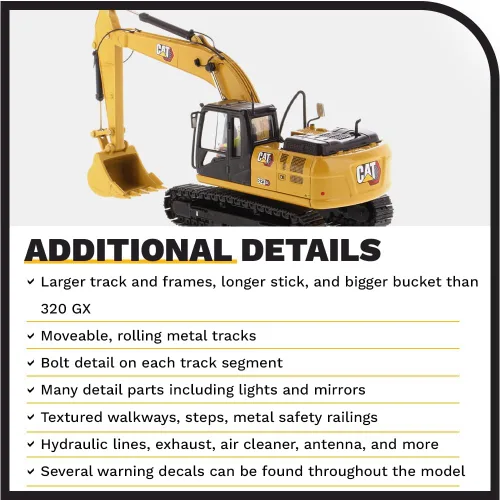 Vista 5 de 1:50 Caterpillar 323 GX Excavadora hidráulica - Serie High Line por Diecast Masters