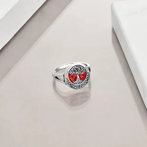 Vista 3 de ONEFINITY Anillos de plata de ley con nudo celta, árbol de la vida, joyería de árbol genealógico, regalos para mujeres