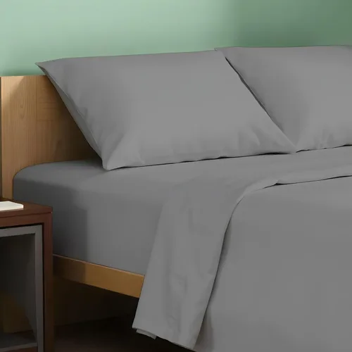 Vista 22 de TEXAS LINEN CO. Paquete de 2 juegos de sábanas de percal de algodón 100% orgánico, suaves, transpirables y refrescantes, con esquinas profundas