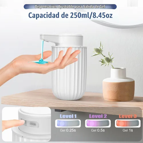 Vista 6 de Dispensador automático de jabón líquido sin contacto: plástico blanco de 9 onzas - Dispensador de jabón automático moderno ajustable de 3 niveles