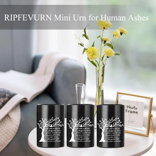 Vista 6 de RIPFEVURN Pequeñas mini urnas para cenizas humanas, recuerdo para adultos, hembra, hombre, árbol de la vida, joyería de cremación, collares de urna