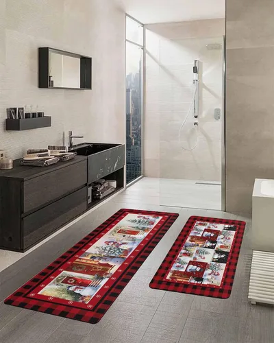 Vista 2 de Christmas Bath Mat for Tub,Non Slip Bathroom Floor Runner Rug Quick Dry & Absorbent Diatomaceous Earth Shower Sink Bedroom Kitchen Washable