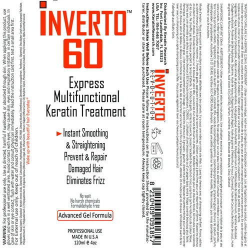 Vista 2 de INVERTO 60 Advanced Gel Complex Brazilian Keratin Hair Blowout Treatment Formaldehyde Free Straightening Smoothing and Repair Damaged Hair Keratin