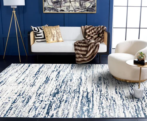 Vista 3 de SAFAVIEH Amelia Collection - Alfombra de área de 9 x 12 pies, gris y azul marino, diseño abstracto moderno, no desprende pelusa y de fácil cuidado