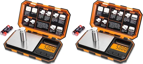 Vista 9 de Báscula de bolsillo digital de Fuzion 7.05 oz/0.00 oz, báscula de gramos con pantalla LCD, tara y PCS, báscula digital mini con peso de calibración