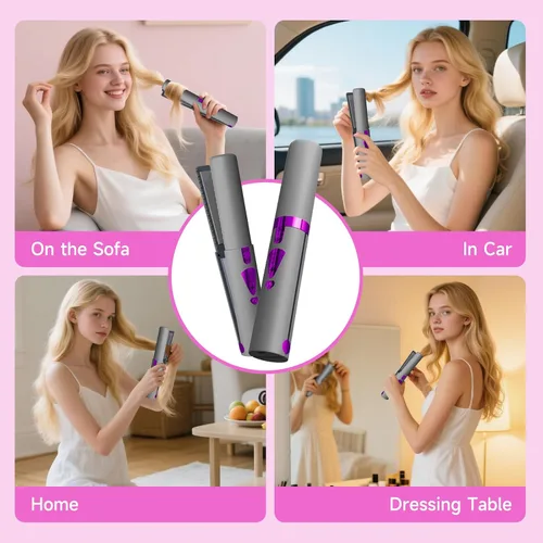 Vista 7 de Plancha de pelo inalámbrica, alisadora portátil para mujeres, mini plancha plana de iones negativos para viajes, alisador recargable de 4500 mAh