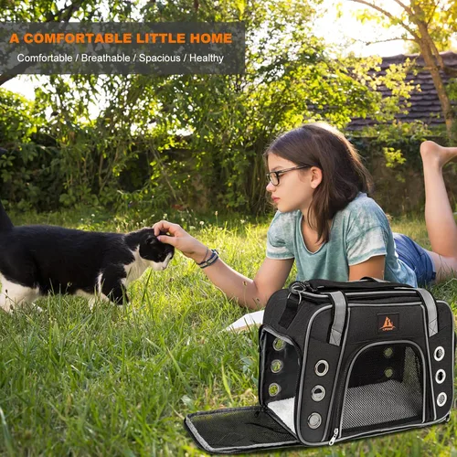 Vista 5 de Lifeand Transportador de gatos para gatos grandes y medianos de menos de 18 libras, plegable y suave, transportador para perros, aprobado por