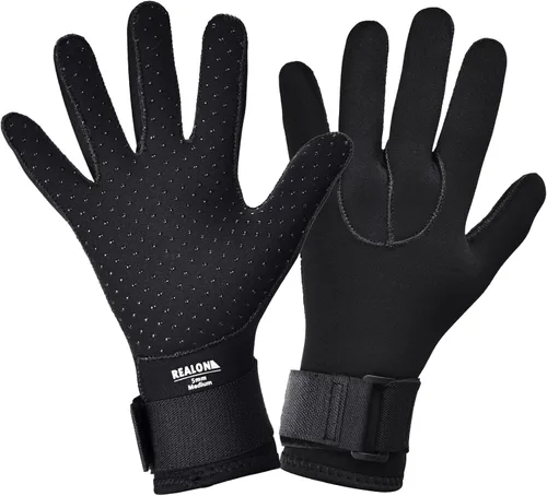 Vista 7 de Guantes de neopreno para buceo para hombres y mujeres, 0.197 in, cálidos con cinco dedos en agua fría, banda elástica para la muñeca antideslizante