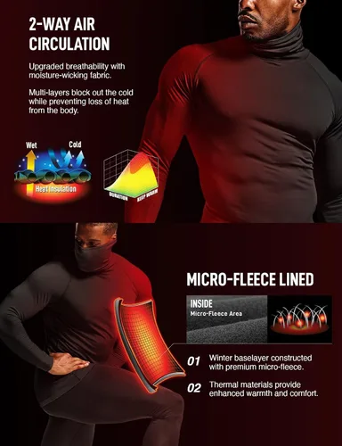 Vista 7 de ATHLIO 2 or 3 Pack Men's Thermal Long Sleeve Compression Shirts, TurtleMock Winter Sports Base Layer, Active Running Shirt
