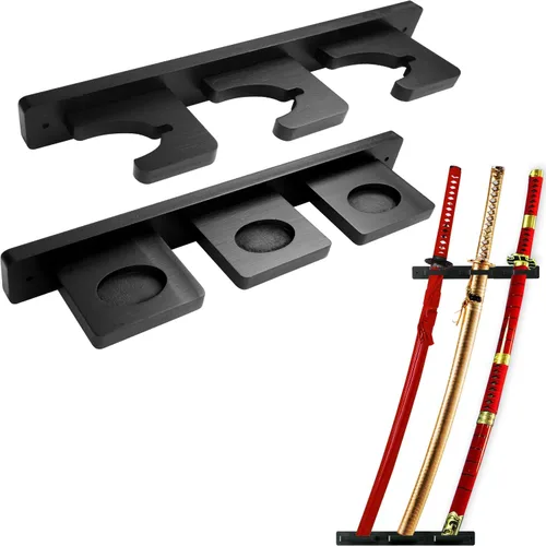 Vista 10 de Soporte vertical de pared Katana ajustable, espada samurái, colección de espadas, exhibición inclinada para cosplay Blade Tanjirou Zoro Wakizashi