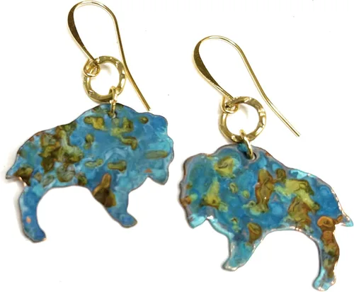 Vista 5 de Boho Turquoise Rust Patina Buffalo Earrings Copper Jewelry Gift Ideas for Women