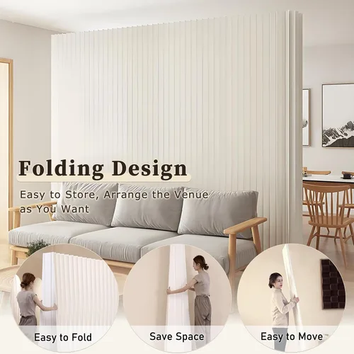 Vista 3 de Divisor de habitación de papel, separadores de habitación portátiles y pantallas de privacidad plegables, divisor para separación de habitaciones