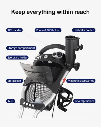 Vista 6 de Caddytek CaddyLite EZ V8 Carrito de Golf Empujable - Carrito Ligero de 3 Ruedas Plegable con Plegado de 2 Pasos con un Solo Clic, Ruedas de EVA