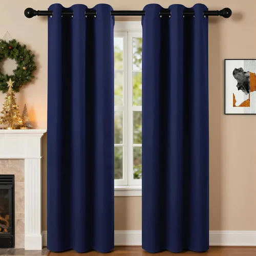 Vista 68 de Cortinas de oscurecimiento de habitación de 45 pulgadas de largo para dormitorio y sala de estar, cortinas térmicas aislantes con ojales