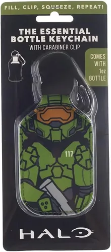 Vista 4 de Bioworld Halo Master Chief UNSC Llavero con soporte para botellas desinfectante de manos