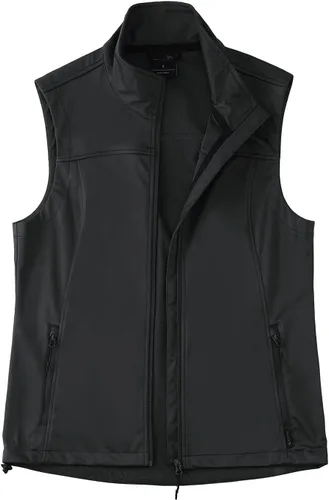 Vista 3 de BALEAF Chaleco ligero Softshell sin mangas para mujer, resistente al viento, cuello alto con bolsillos con cremallera, correr, senderismo, golf