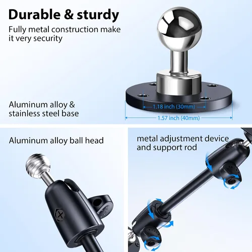 Vista 2 de CreaDream Soporte de aluminio para tablet para camión, soporte de tableta para automóvil, ángulo ajustable con base de taladro, soporte para iPad