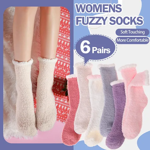 Vista 2 de ANTSANG Womens Fuzzy Socks Slipper Winter Fluffy Comfy Cozy Socks Cabin Warm Home Socks