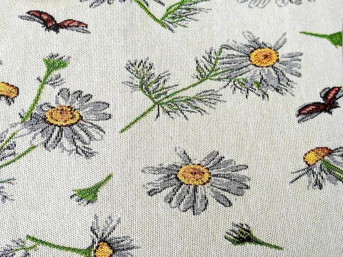 Vista 3 de Tache - Camino de mesa floral marfil de 13 x 54 pulgadas, margaritas blancas y amarillas, flores de manzanilla, tapiz vintage tejido para cocina