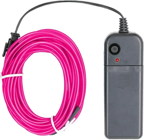 Vista 8 de Searik - Tira de luces LED de neón de 16.4 pies/5m, cable EL portátil que brilla, luces de cuerda LED con control de batería para decoraciones