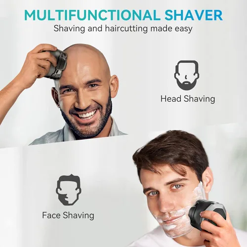Vista 6 de kensen Afeitadora de cabeza, afeitadora de cabeza 6D para hombres calvos, maquinilla de afeitar eléctrica IPX6 impermeable para hombres calvos