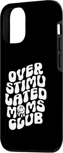 Vista 2 de Funda para iPhone 15 Groovy Sobreestimulated Moms Club Divertida y Moderna