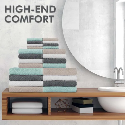 Vista 6 de Nine West - Juego de toallas de lujo de 6 piezas, fabricadas con 100% algodón turco, altamente absorbentes y cómodas, incluye 2 toallas de baño, 2