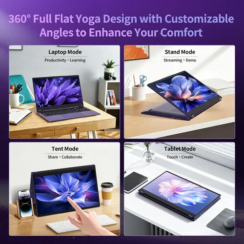 Vista 4 de EKY Portátil con pantalla táctil de 15,6 pulgadas, portátiles convertibles