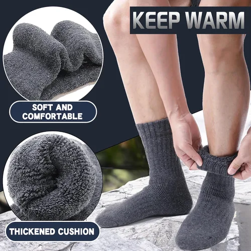Vista 3 de Calcetines EBMORE de lana merino, para hombre, para invierno, térmicos, gruesos, pesados, suaves, acogedores para clima frío
