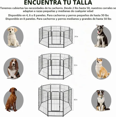 Vista 3 de Corralito para perros, 32/40/45 pulgadas de altura en resistente, plegable para interiores y exteriores, valla antióxido para ejercicio de perros