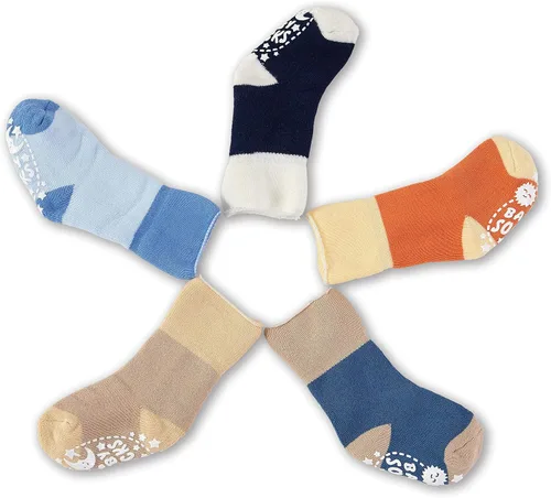 Vista 5 de Calcetines de bebé de 12 a 36 meses antideslizante agarre calcetines con suela antideslizante para bebés niños pequeños niños y niñas 5 pares
