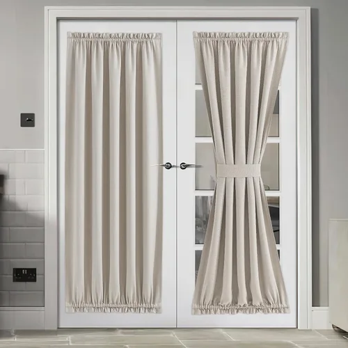 Vista 135 de NICETOWN Cortinas de Lino para Puerta Lateral - Cortinas Opacas con Aislamiento Térmico para Puerta Delantera Francesa para Sombra Pequeña