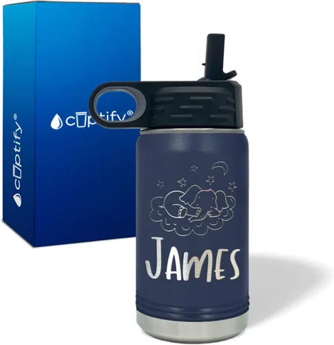 Vista 59 de Cuptify Botella de agua para niños personalizada con nombre en botella de agua aislada con anillo brillante verde de 12 onzas Verde brillante
