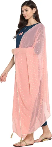Vista 5 de Janasya Conjunto de túnica india de rayón Kurti con Dupatta para mujer