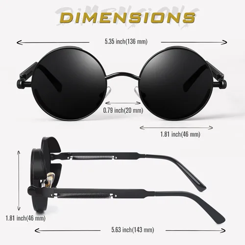 Vista 5 de GQUEEN Gafas de sol retro redondas steampunk polarizadas aleación de metal para mujeres hombres MTS2