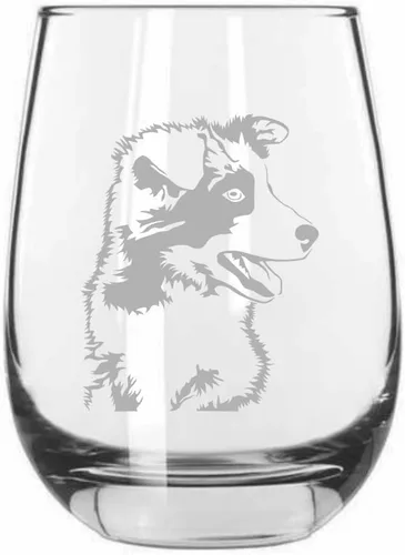 Vista 155 de Shar Pei (chino) - Vaso de vino sin tallo grabado para perro, 15.25 onzas