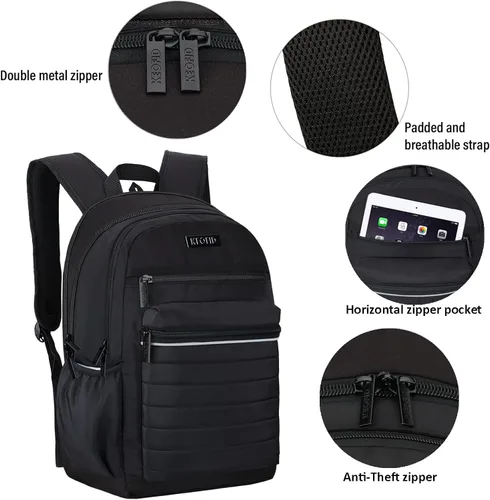 Vista 5 de KEOFID Mochila de viaje antirrobo para hombres y mujeres, moda para mujeres, mochila informal para la universidad, Negro -, X-Grande, Mochila de moda