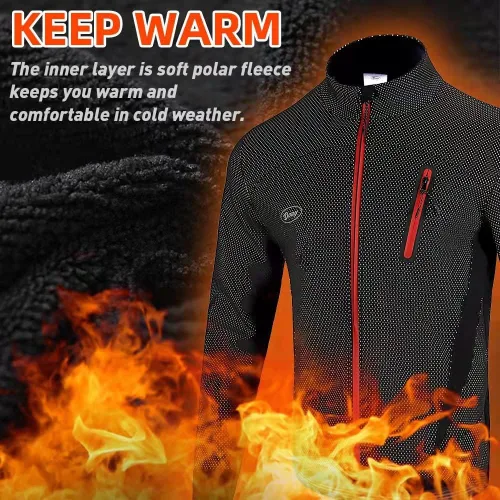 Vista 6 de Chaqueta de ciclismo para hombre, forro polar térmico, resistente al viento, transpirable, para ciclismo de montaña, softshell