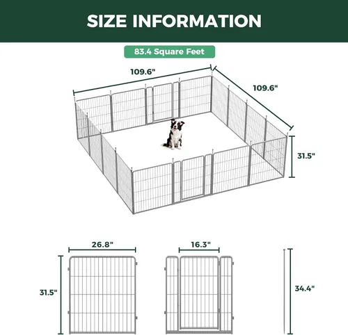 Vista 7 de FXW Aster - Corralito para perros diseñado para patio, 32 pulgadas, 16 paneles