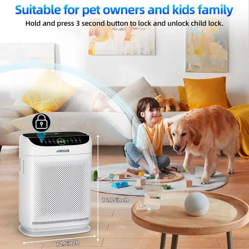 Vista 7 de Purificadores de aire para el hogar habitación grande hasta 2500 pies cuadrados con doble entrada de aire, filtros pre-lavables, purificador de aire