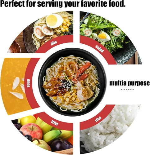 Vista 7 de shopwithgreen Juego de 4 tazones de ramen japonés de plástico fino y paja de trigo, cuencos grandes de ramen de 44 onzas para sopa de fideos Pho